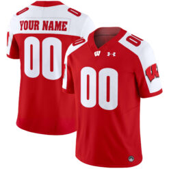 Custom Wisconsin Badgers Football Red Alternate Limited Jersey - All Stitched