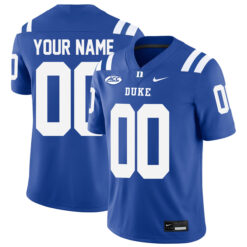 Custom Duke Blue Devils Football Royal Home Game Jersey w/ ACC Patch - All Stitched