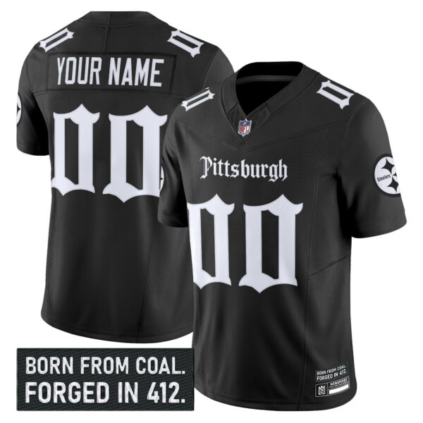 Custom Pittsburgh Steelers Black Gothic Limited Jersey - All Stitched