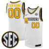 Custom Missouri Tigers College Basketball White Alternate Jersey w/ SEC Patch - All Stitched
