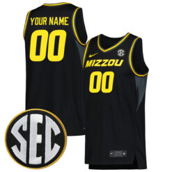 Custom Missouri Tigers College Basketball Black Jersey w/ SEC Patch - All Stitched