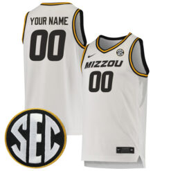 Custom Missouri Tigers College Basketball White Jersey w/ SEC Patch - All Stitched