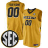 Custom Missouri Tigers College Basketball Gold Jersey w/ SEC Patch - All Stitched