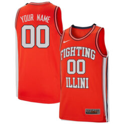 Custom Illinois Fighting Illini Basketball Orange Throwback Jersey - All Stitched