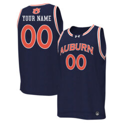 Custom Auburn Tigers College Basketball Navy Jersey - All Stitched