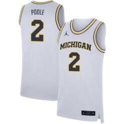 Jordan Poole Michigan Wolverines Basketball White Away Jersey - All Stitched