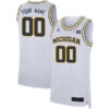 Custom Michigan Wolverines Basketball White Game Jersey w/ B1G Patch - All Stitched