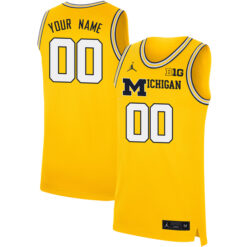 Custom Michigan Wolverines Basketball Maize Jersey w/ B1G Patch - All Stitched
