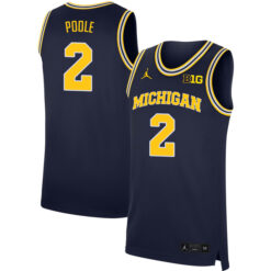 Jordan Poole Michigan Wolverines Basketball Navy Home Jersey w/ B1G Patch - All Stitched