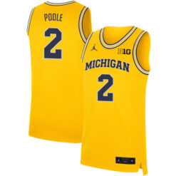 Jordan Poole Michigan Wolverines Basketball Gold Alternate Jersey w/ B1G Patch - All Stitched