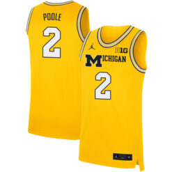 Jordan Poole Michigan Wolverines Basketball Gold 2nd Alternate Jersey w/ B1G Patch - All Stitched