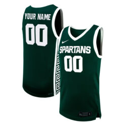 Custom Michigan State Spartans Basketball Green Game Jersey - All Stitched