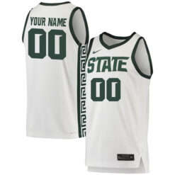 Custom Michigan State Spartans Basketball White Game Jersey - All Stitched