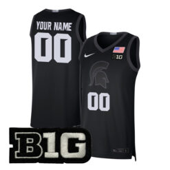 Custom Michigan State Spartans Basketball Black Limited Jersey w/ B1G Patch - All Stitched