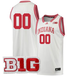 Custom Indiana Hoosiers Basketball White Game Jersey w/ B1G Patch - All Stitched