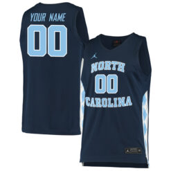 Custom North Carolina Tar Heels Basketball Navy Game Jersey - All Stitched