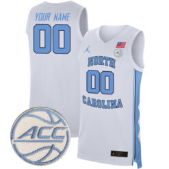 Custom North Carolina Tar Heels Basketball White Game Jersey w/ ACC Patch - All Stitched
