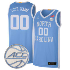 Custom North Carolina Tar Heels Basketball Carolina Blue Limited Retro Jersey w/ ACC Patch - All Stitched