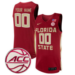Custom Florida State Seminoles Basketball Garnet Game Jersey w/ ACC Patch - All Stitched
