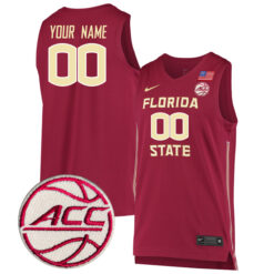 Custom Florida State Seminoles Basketball Garnet Jersey w/ ACC Patch - All Stitched