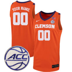 Custom Clemson Tigers Basketball Orange Game Jersey w/ ACC Patch - All Stitched
