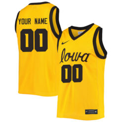 Custom Iowa Hawkeyes Basketball Gold Game Jersey - All Stitched