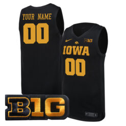 Custom Iowa Hawkeyes Basketball Black Jersey w/ B1G Patch - All Stitched