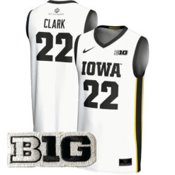 Caitlin Clark Iowa Hawkeyes Basketball White Game Jersey w/ B1G Patch - All Stitched