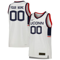 Custom UConn Huskies Basketball White Game Jersey - All Stitched