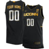 Custom UConn Huskies Basketball Black Gold Jersey w/ Big East Patch - All Stitched