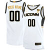 Custom UConn Huskies Basketball White Gold Jersey w/ Big East Patch - All Stitched