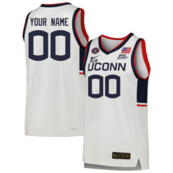 Custom UConn Huskies Basketball White Game Jersey w/ Be The Change Patch - All Stitched