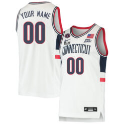 Custom UConn Huskies Basketball White Retro Game Jersey w/ Be The Change Patch - All Stitched