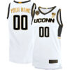 Custom UConn Huskies Basketball White Gold Jersey w/ Back2Back Champs Patch - All Stitched