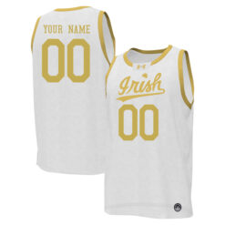 Custom Notre Dame Fighting Irish Basketball Irish White Game Jersey - All Stitched