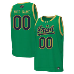 Custom Notre Dame Fighting Irish Basketball Irish Green Game Jersey - All Stitched