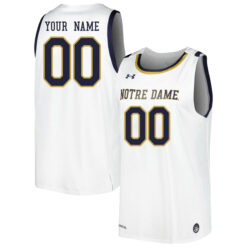 Custom Notre Dame Fighting Irish Basketball White Jersey - All Stitched