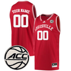 Custom Louisville Cardinals Basketball Red Reverse Retro Jersey w/ ACC Patch - All Stitched