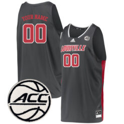 Custom Louisville Cardinals Basketball Grey Reverse Retro Jersey w/ ACC Patch - All Stitched