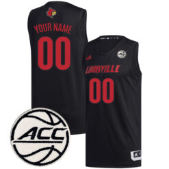 Custom Louisville Cardinals Basketball Black Jersey w/ ACC Patch - All Stitched