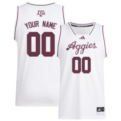 Custom Texas A&M Aggies Basketball White Jersey - All Stitched