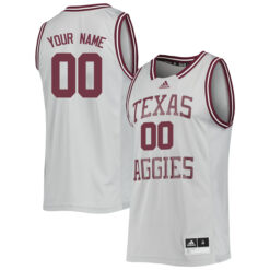Custom Texas A&M Aggies Basketball Grey Reverse Retro Jersey - All Stitched