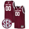 Custom Texas A&M Aggies Basketball Maroon Jersey w/ SEC Patch - All Stitched