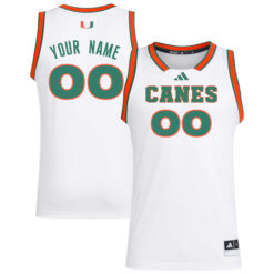 Custom Miami Hurricanes Basketball White Game Jersey - All Stitched