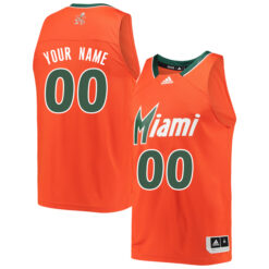 Custom Miami Hurricanes Basketball Orange Reverse Retro Jersey - All Stitched