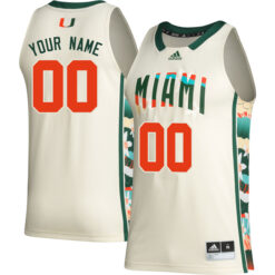 Custom Miami Hurricanes Basketball Khaki Honoring Black Excellence Jersey - All Stitched