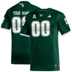 Custom South Florida Bulls Football Green Home Jersey w/ AAC Patch - All Stitched
