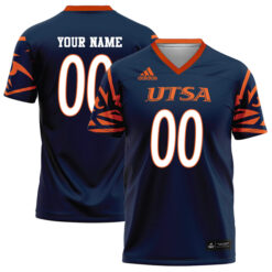 Custom UTSA Roadrunners Football Navy Game Jersey - All Stitched