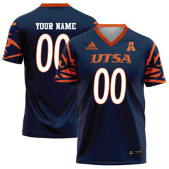 Custom UTSA Roadrunners Football Navy Game Jersey w/ AAC Patch - All Stitched