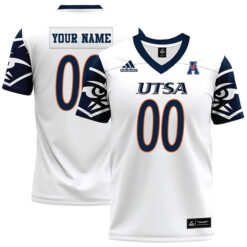 Custom UTSA Roadrunners Football White Game Jersey w/ AAC Patch - All Stitched